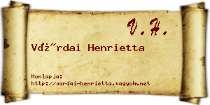 Várdai Henrietta névjegykártya